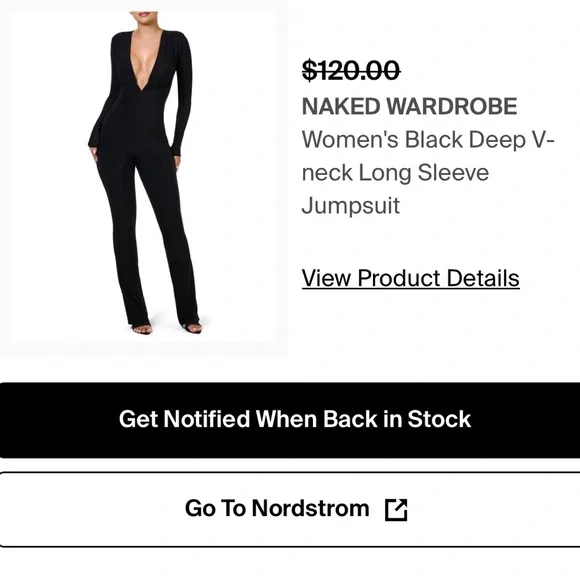 Naked Wardrobe Black Deep V-Neck Long Sleeve Jumpsuit - Picture 5 of 5